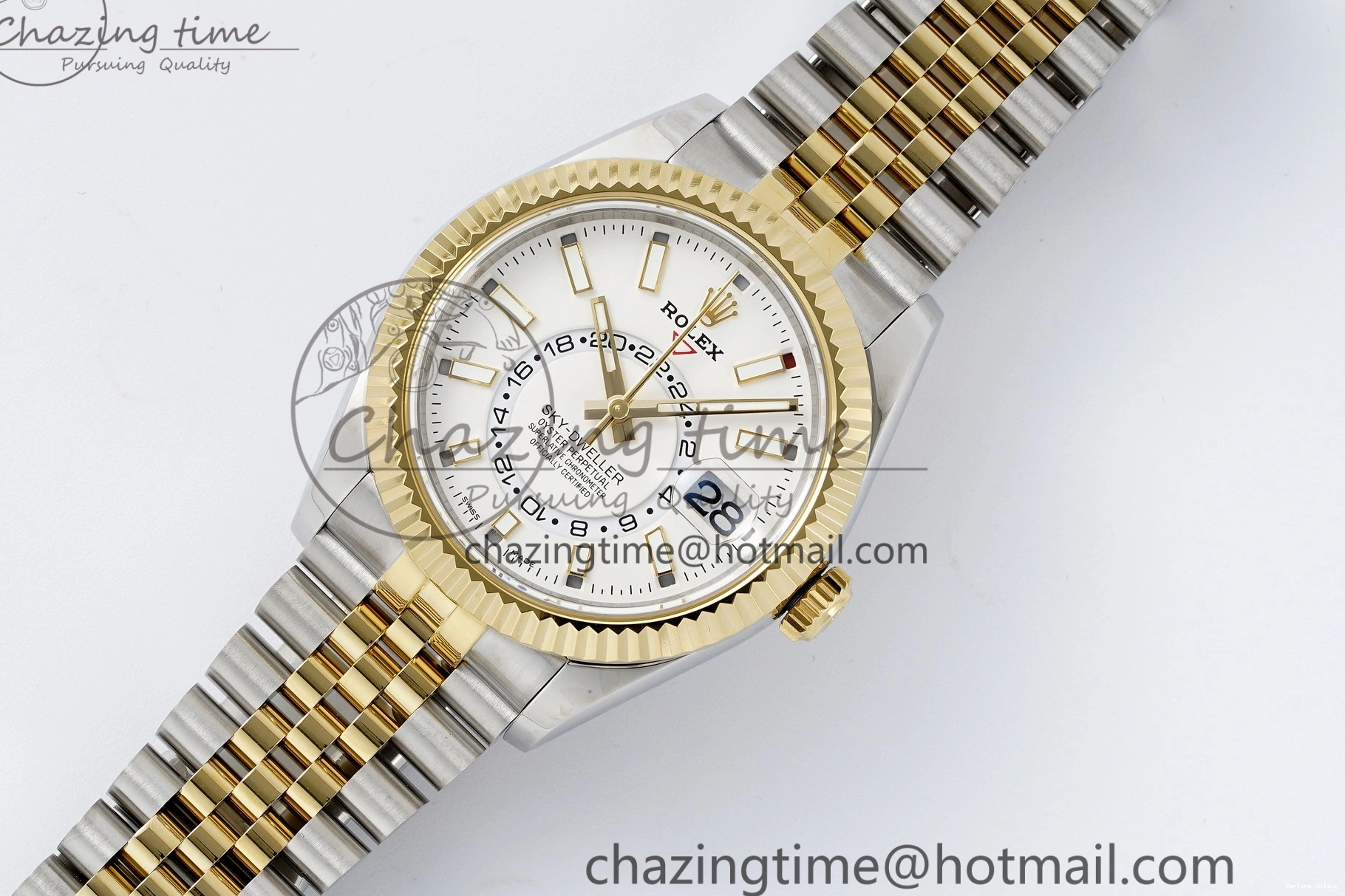0512 Skydweller SS YG Noob Best Edition White Dial on SS YG Jubilee Bracelet A23J FastDry 2125